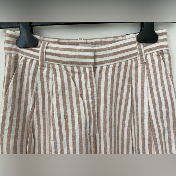 🆕 NWT, Abercrombie & Fitch, Striped Linen Pants, White/Khaki, XS Short, (Women) - Picture 4 of 7